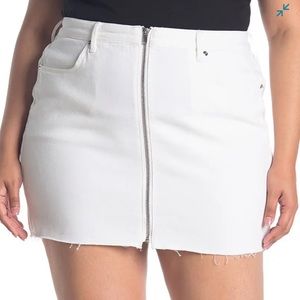 Good American White Denim Mini Skirt